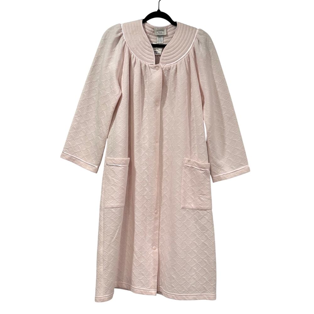 Pink Quilted Housecoat Robe Snap Front Cotton Blend Jasmine Rose S/P NWT Pockets